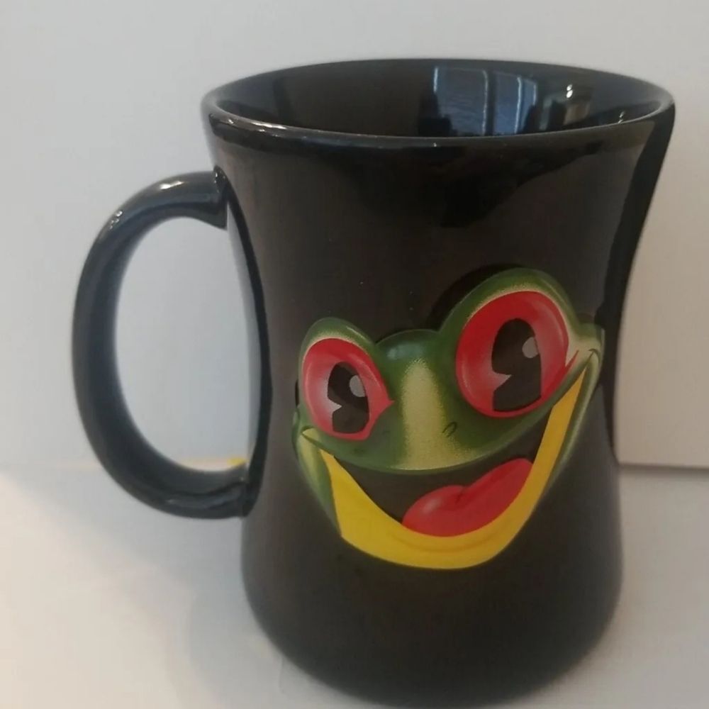 Rainforest Café 3D Tree Frog Black Coffee Cup Mug 4.5 IN.